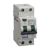 NHP DIN-T Residual Current Device Short Body w/ Overcurrent 10kA 20A 1Pole and N C Curve 10mA Type A