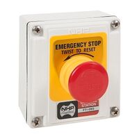 Austrol N100 Pushbutton Station Polyester E Stop 38mm Twist To Reset 1 NO 1 NC Contacts