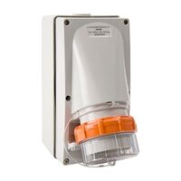 NHP ISO Appliance Inlet, 4 Round Pins 32A 500V AC, with Base 63mm, Grey