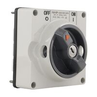 NHP ISO Surface Switch - Key, Lock in OFF, 2 Pole 20A 250V AC, w/o Base, Grey