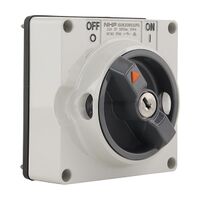 NHP ISO Surface Switch - Key, Lock in ON/OFF, 3 Pole 32A 500V AC, w/o Base, Grey