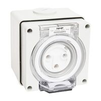 NHP ISO Socket Outlet, 3 Round Pins 20A 250V AC, w/ Base, Grey