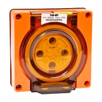 NHP ISO Socket Outlet, 4 Round Pins 40A 500V AC, w/o Base, Resistant Orange