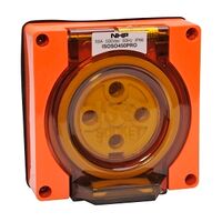 NHP ISO Socket Outlet, 4 Round Pins 50A 500V AC, w/o Base, Resistant Orange