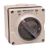 NHP ISO Surface Switch, 2 Pole 10A 250V AC, w/ Base, Grey