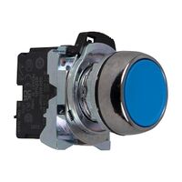Sprecher and Schuh D7 Pushbutton 22.5 mm Complete Metal MOM Flush Blue Cap Non Illuminated 1NO