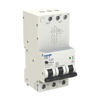 NHP DIN-T Residual Current Breaker RCBO 10kA 3 Pole 20A C Curve 100mA Type A (Longbody)