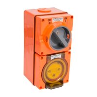 NHP ISO Switched Socket Outlet, 3 Round Pins 32A 250V AC, with Base, RO