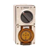 NHP ISO Switched Socket Outlet, 5 Round Pins 10A 500V AC, with Base, RW