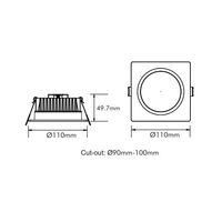 Square Recessed Downlight 10w White