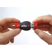 Screwdriver with bit magazine magnetic