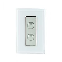 SW2/DS - 2 Gang 16 Amp Switch White on Silver