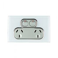 GPO2/DS - Double GPO 10 Amp White on Silver