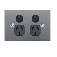 GPO2/SS/BLK - 316 Stainless Steel Double GPO Black