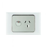 GPO1/DS - Single GPO 10 Amp White on Silver