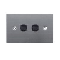 SW2/SS/BLK - 316 Stainless Steel 2 Gang 16 Amp Switch