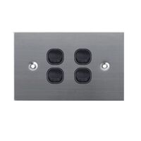 SW4/SS/BLK - 316 Stainless Steel 4 Gang 16 Amp Switch