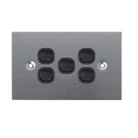 SW5/SS/BLK - 316 Stainless Steel 5 Gang 16 Amp Switch