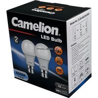 CAMELION LED LIGHT GLOBE 9W 240V BAYONET 2PK - DAYLIGHT 6500K