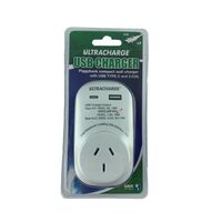 ULTRACHARGE POWER ADAPTOR WITH DUAL USB PORTS INC TYPE C