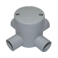 Junction Box Deep 4 Way Entry PVC 25mm Grey