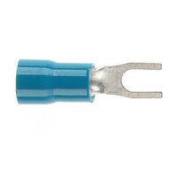 PRE-INSULATED FORKED SPADE TERMINAL (1.0-2.6MM CABLE) BLUE 3MM STUD DOUBLE GRIP