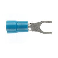 PRE-INSULATED FORKED SPADE TERMINAL (1.0-2.6MM CABLE) BLUE 4MM STUD DOUBLE GRIP