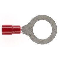 PRE-INSULATED RING TERMINAL (0.5-1.6MM CABLE) RED 10MM STUD DOUBLE GRIP