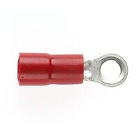 PRE-INSULATED RING TERMINAL (0.5-1.6MM CABLE) RED 3MM STUD DOUBLE GRIP