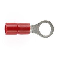 PRE-INSULATED RING TERMINAL (0.5-1.6MM CABLE) RED 5MM STUD DOUBLE GRIP