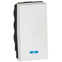 Push Button Switch 2-Way | 6A 250V AC | Blue LED | White by Legrand