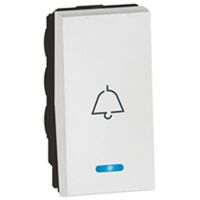 Push Button Switch 6A 250V | Blue LED & Bell Symbol | White by Legrand
