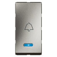 Push Button Switch 6A 250V | Blue LED & Bell Symbol | Magnesium by Legrand