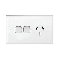 10A Single Power Point with Extra Switch | 220-240V | White Finish by Legrand