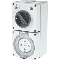 combination switched socket outlet 32A 4 round pins