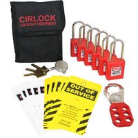 Lockout Carry Bags and Toolboxes | Large Belt Carry Bag | Set of 6 Red Padlocks | Lockout Hasp by Cirlock