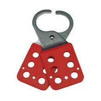 Stainless Steel Lockout Hasp | 6 Padlock Holes | Red Poly Coating | 30mm Jaw Diameter by Cirlock