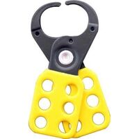 Hi Vis Scissor Lockout Hasp | Hardened Steel | 6 Padlock Holes | 38mm or 25mm Jaws | Cirlock