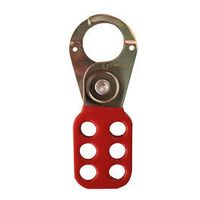 Standard Scissor Hasp | Plated Steel with Red Poly Coating | 6 Padlock Holes | 25mm Jaw Diameter by Cirlock