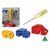 MCB Lockout Device Pack of 3 | Durable Nylon & Zinc-Plated | Prevents Unintended Energization | Yellow, Blue, Red by Cirlock