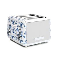 4 Slice Toaster with Seven Heat Settings & Auto-Centring | Wide Slots for Bagels | China Rose by GAF