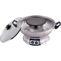 Electric Hot Pot with 1350W Power & 2.5L Capacity | Removable Grill Plate | Stainless Steel by GAF
