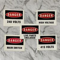 DANGER LABEL for Main Switch | 110mm x 90mm | Durable Vinyl | High Visibility Red & White by Tradepro Australia Pty Ltd