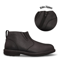 Black Zip Side Work Boot | Premium Leather & Steel Toe | Slip Resistant by Oliver