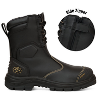 Hi-Leg Black Zip Sided Boot | Water Resistant Leather | Steel Toe Cap | Slip Resistant by Oliver
