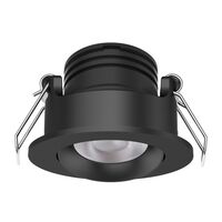 Pico-3 Mini Round 3W Dimmable Led Tiltable Tricolour Downlight - Black