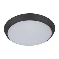 SOLAR-200 Round Tricolour 200MM 15W Slimline LED Dimmable IP54 Oyster Light - Black