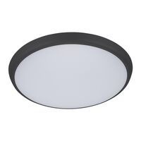 SOLAR-300 Round Tricolour 25W 300MM Slimline LED Dimmable IP54 Oyster Light - Black