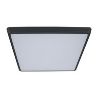 SOLAR-400-SQ Square Tricolour 35W 400MM Slimline LED Dimmable IP54 Oyster Light - Black Frame
