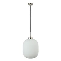 FLAUNT GLASS PENDANT 240V E27 SATIN CHROME